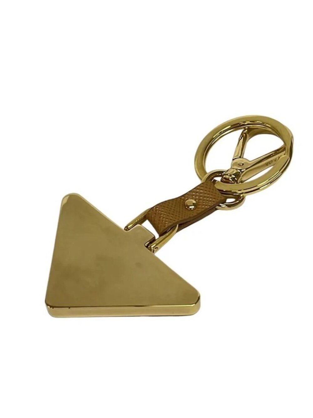 PRADA Saffiano leather and metal key chain 1PP128 Gold Beige Hardware Leather - Picture 2 of 4